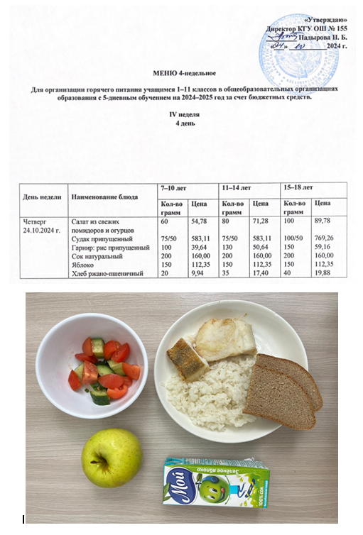 Начальные классы/Школьное питание на 24.10.2024г