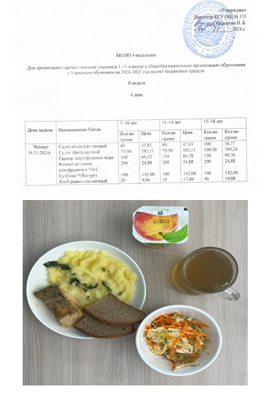 Начальные классы/Школьное питание на 14.11.2024г