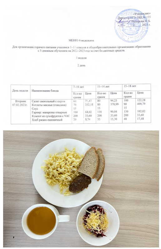 Школьное питание на 07.02.2023г
