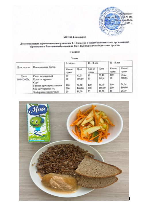 Начальные классы/Школьное питание на 09.04.2025г